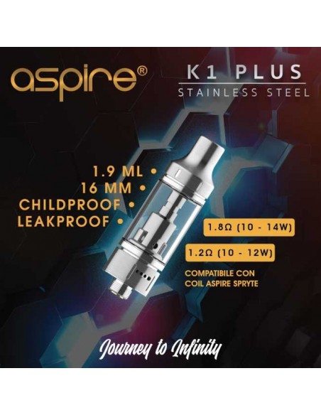 K1 Plus Aspire Atomizzatore Tank da 1,9ml