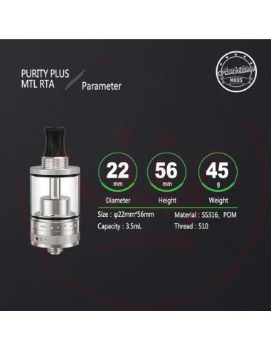 Purity Plus MTL RTA Atomizzatore di Ambition Mods Rigenerabile