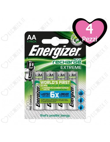 Energizer Stilo AA 2300 mAh - Blister da 4 Batterie Ricaricabili