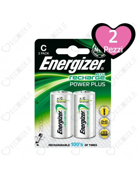 Energizer Mezzatorcia C 2500 mAh - Blister da 2 Batterie Ricaricabili