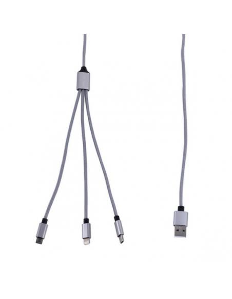 Triple Charging Cable Micro USB USB-C IP 2A Tekmee 1m
