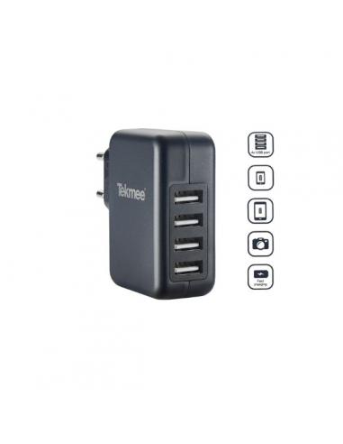 Spinotto da Muro quattro Porte USB 4.8A Tekmee