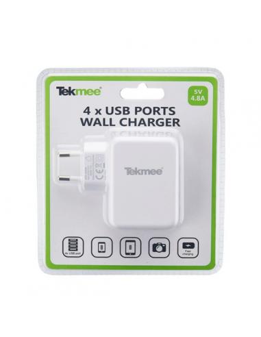 Wall Outlet Four USB Ports 4.8A Tekmee