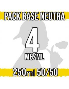 Base Neutra 50 50 Nicotina 4 translates to "Neutral Base 50 50 Nicotine 4" in English.