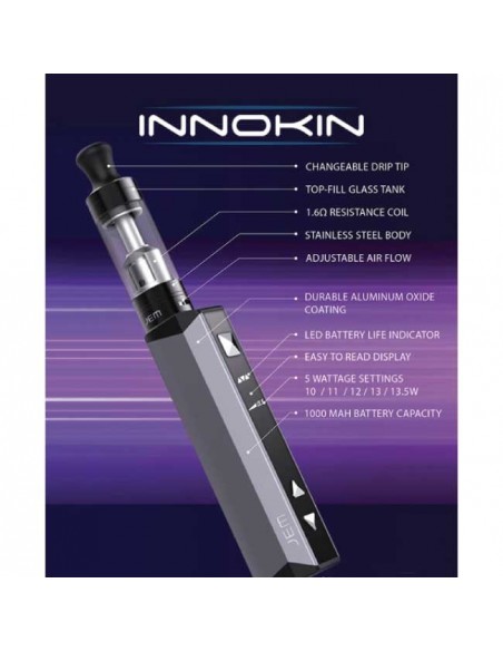 Kit Jem Innokin Sigaretta Elettronica con Batteria Integrata da 1000mAh e Tank da 2ml
