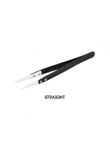 Ceramic-tipped tweezers for electronic cigarettes.