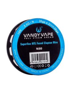 Superfine MTL Fused Clapton Wire 30ga2+38ga Ni80 Vandy Vape Filo Resistivo - 3m