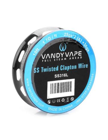 SS Twisted Clapton Wire 28AWG2+30AWG SS316L Vandy Vape Filo Resistivo - 3m