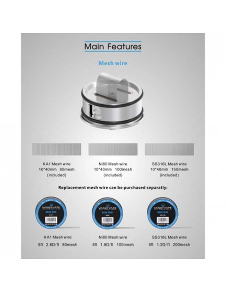 Filo per Resistenza Mesh Wire KA1 Vandy Vape da 1,5 mt