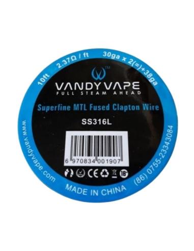 Superfine MTL Fused Clapton Wire 30ga2+38ga SS316L Vandy Vape Filo Resistivo