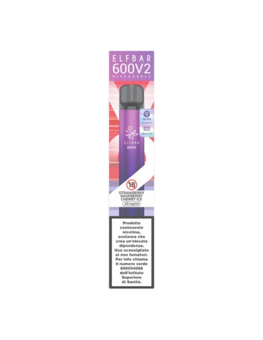 Strawberry Raspberry Cherry Ice Elf Bar 600 V2 sigaretta Usa e Getta