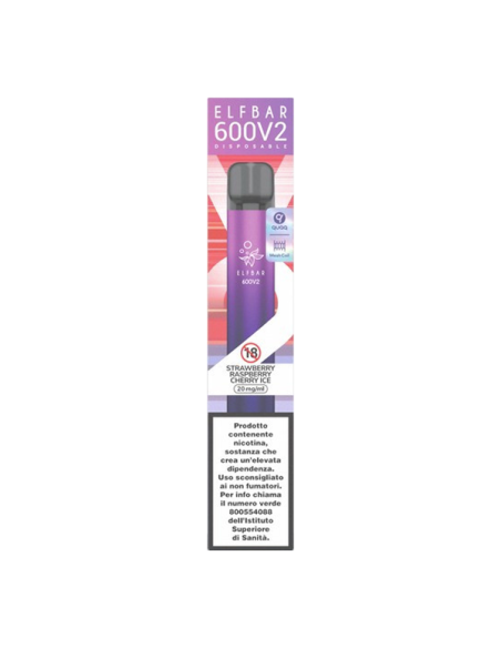 Strawberry Raspberry Cherry Ice Elf Bar 600 V2 sigaretta Usa e Getta