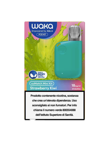 Waka SoMatch Mini Kit AQUA con Pod Precaricata Strawberry Kiwi