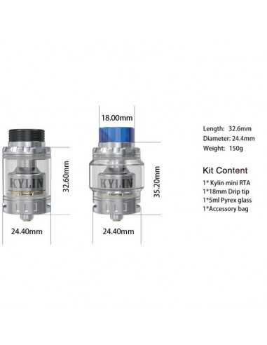 Kylin Mini RTA Vandy Vape Atomizer 24mm 510 Pin Rebuildable with Tank for Electronic Cigarettes
