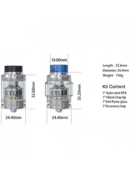 Kylin Mini RTA Vandy Vape Atomizer 24mm 510 Pin Rebuildable with Tank for Electronic Cigarettes