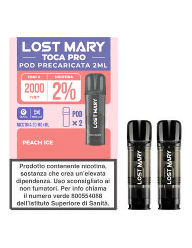 Lost Mary Toca Pro Peach Ice Pod Precaricate ElfBar 2ml nicotina 20
