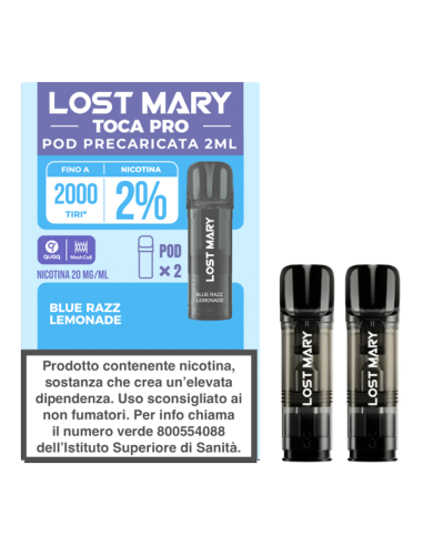 Blue Razz Lemonade Lost Mary Toca Pro Pod Precaricate ElfBar 2ml
