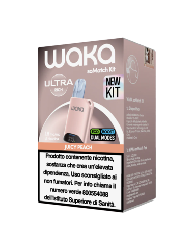 Waka SoMatch Ultra Kit Ricaricabile 440mAh (ROSE) + Pod Precaricata Juicy Peach