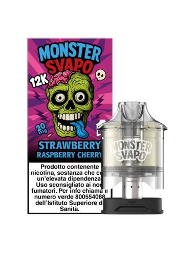 Strawberry Raspberry Cherry Pod Precaricata Monster Svapo 10ml
