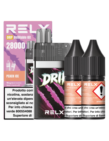 Drip Relx Peach Ice Starter Kit  + 2 Liquidi Pronti (28000 Puff)