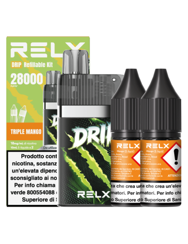 Drip Relx Triple Mango Starter Kit  + 2 Liquidi Pronti (28000 Puff)