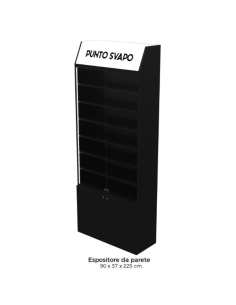 Modulo Espositivo da Parete 90 Nero Scansia Doppia Anta (90x225x37)