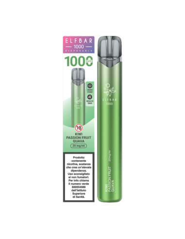 Kiwi Passion Fruit Guava Elfbar EB1000 sigaretta elettronica Usa e Getta 1000 tiri Puff