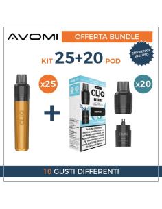 Expo Avomi Cliq Mini 6000 Puff 25 Starter Kit + 20 Pod Precaricate - Espositore Completo