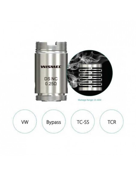 DS NC Wismec Resistenza 0.25ohm Head Coil - 5 Pezzi