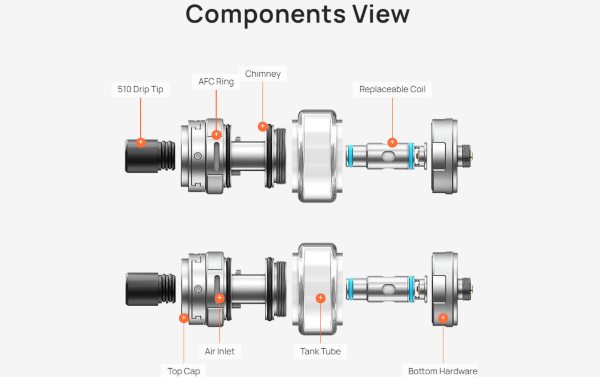 aspire af tank componenti atomizzatore