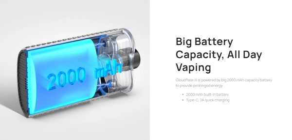 aspire cloudflask 3 electronic cigarette with integrated 2000mah battery