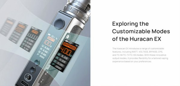 aspire huracan ex kit sigaretta elettronica con modalità di svapo watt volt tc cps bypass