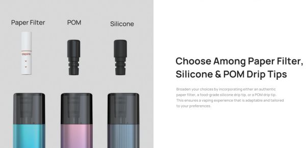 cartuccia pod vilter aspire compatibile con filtri usa e getta e drip tip
