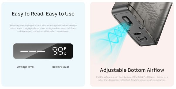 gotek pro 2 aspire sigaretta elettronica con display e tiro regolabile