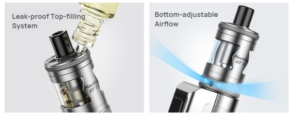 nautilus gt 2 aspire atomizzatore con refill dall'alto e regolazione aria dal basso