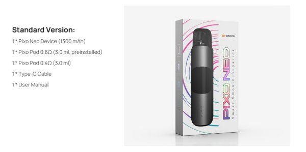 pixo neo aspire kit contenuto della confezione