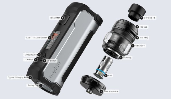 rhea x kit aspire box mod e atomizzatore