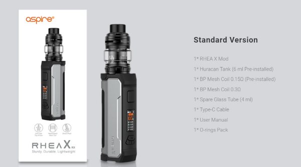 rhea x kit aspire contenuto della confezione