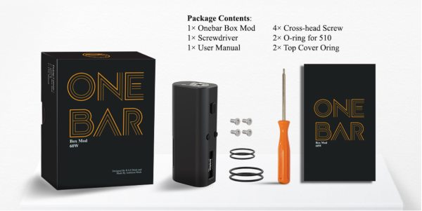 Onebar Ambition Mods X R-S-S- Mods Box Mod 60W package contents