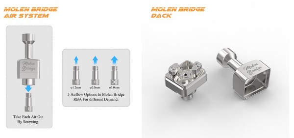 molen bridge immersion atomizer with interchangeable air pins