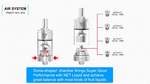 trinity mtl rta ambition mods atomizzatore con air pin sotto coil per regolazione aria