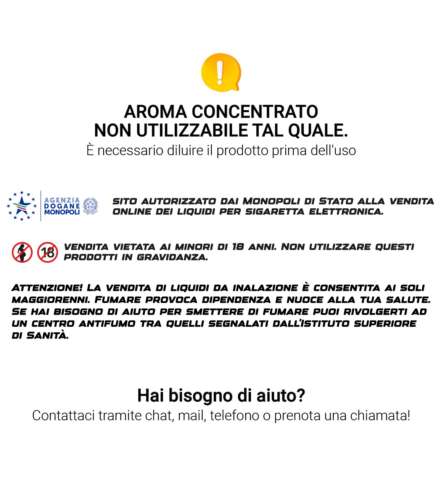Tabella Diluizione Liquidi shot 18ml