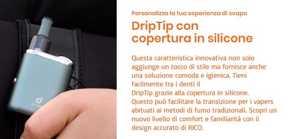 rico da one sigaretta elettronica con drip tip in silicone