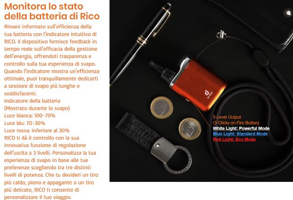 rico da one sigaretta elettronica con led colorato di carica residua