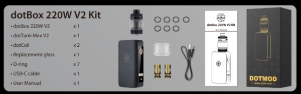 dotbox 220w V2 kit dotmod contenuto della confezione