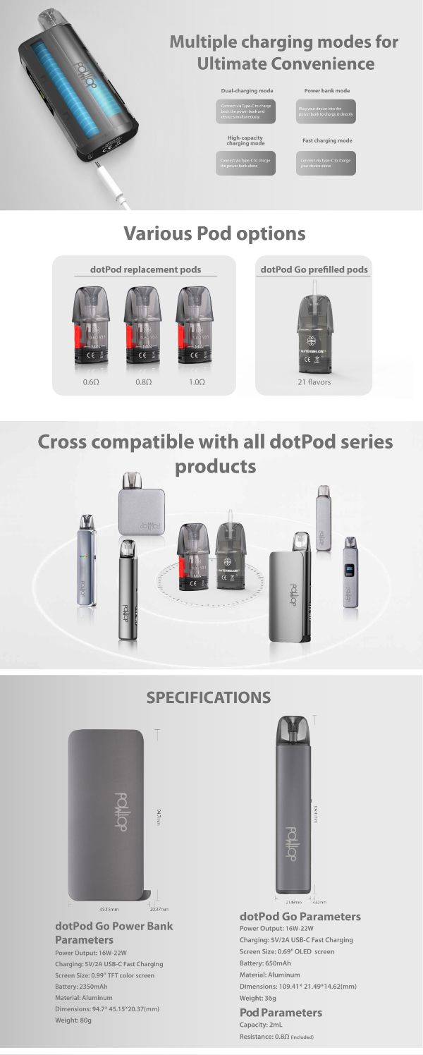 dotpod go dotmod sigaretta elettronica ricaricabile compatibile con cartucce dotpod