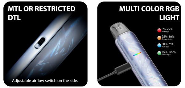 dotpod lite dotmod sigaretta elettronica con regolazione aria e led colorato