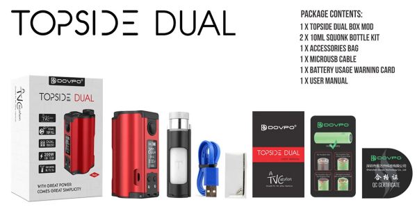 Topside Dual squonk box mod Dovpo contenuto della confezione