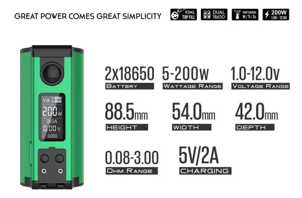 Topside Dual squonk box mod Dovpo dimensioni caratteristiche tecniche