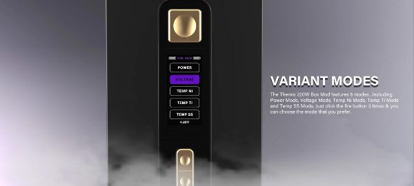 dovpo themis box mod with power volt and temperature control vaping modes